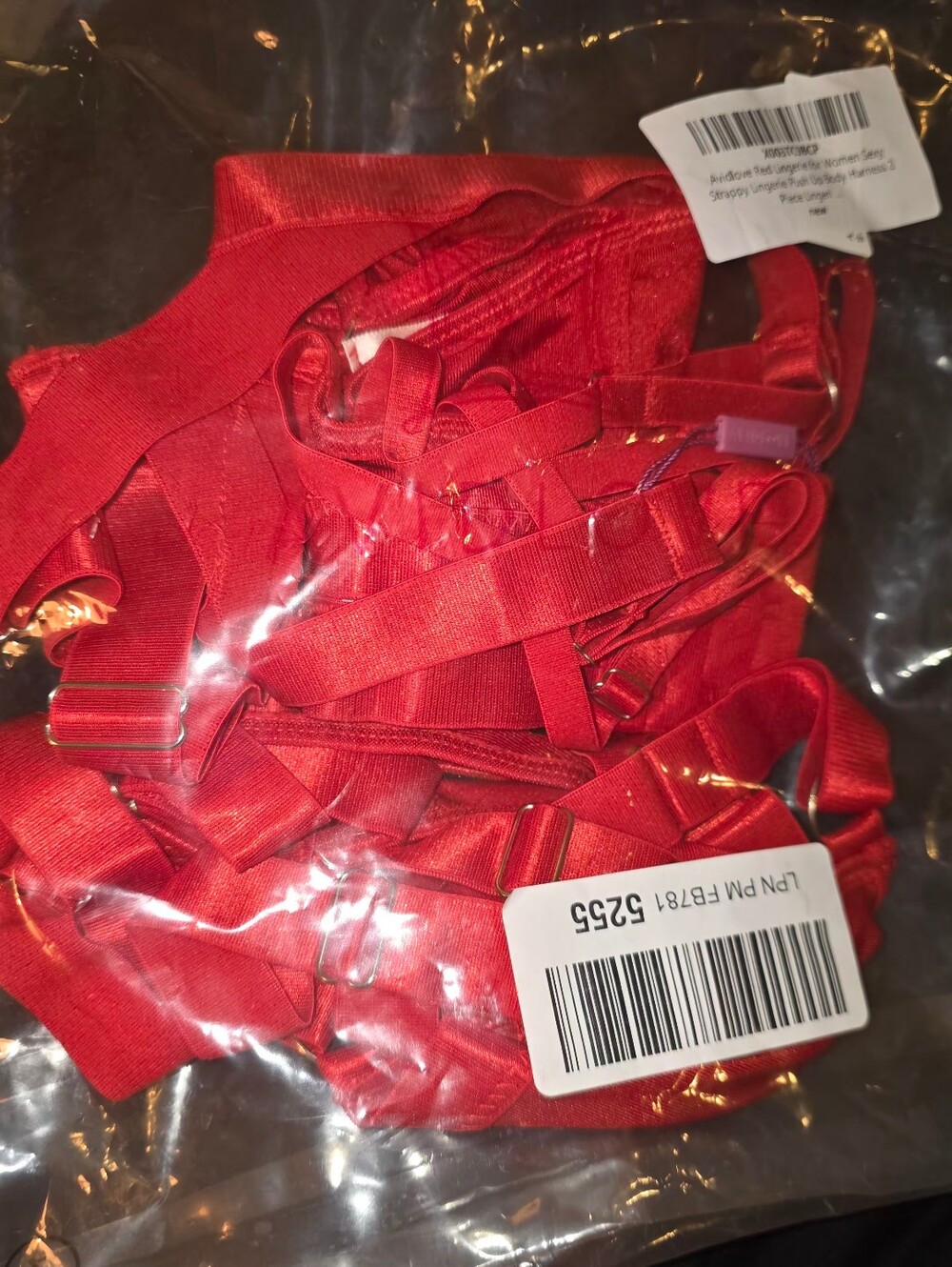 NWT Avidlove Red Strappy Lingerie Set‎ Harness Underwire Bra Panty S - Picture 2 of 8